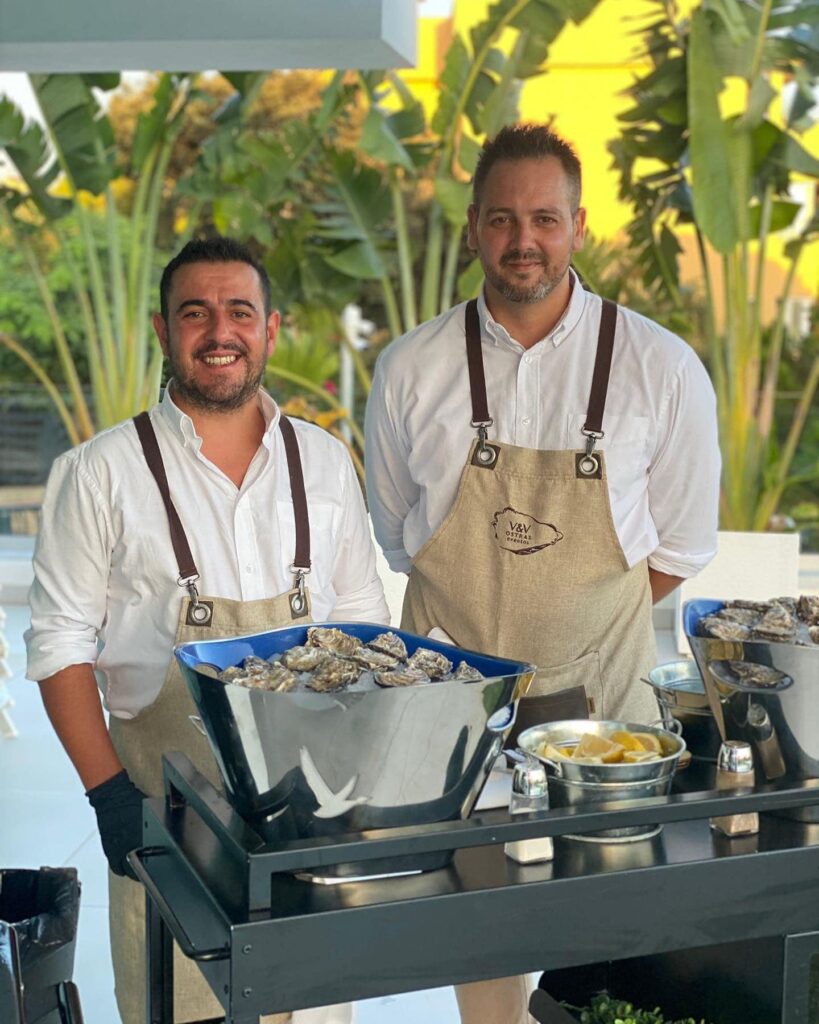 Mesa de ostras en un evento privado en Malaga